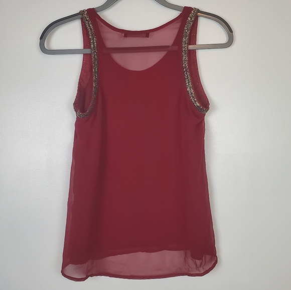 Love Culture Tops - Love culture red tank with beaded trim, small